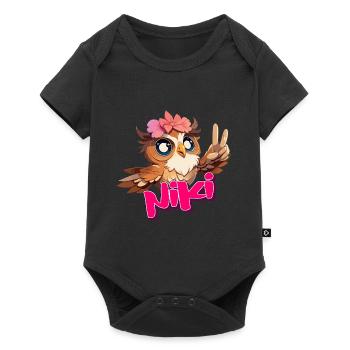 NIKI - Beau nom de fille avec hibou mignon - Body à manches courtes Premium Bébé - noir - Devant