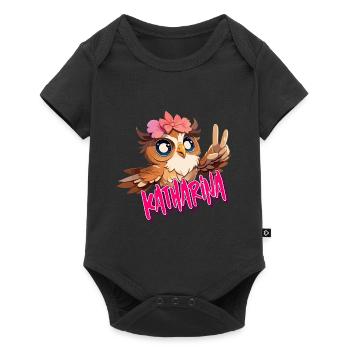 KATHARINA - Beautiful girl name with cute OWL - Baby Premium short-sleeve bodysuit - black - Front
