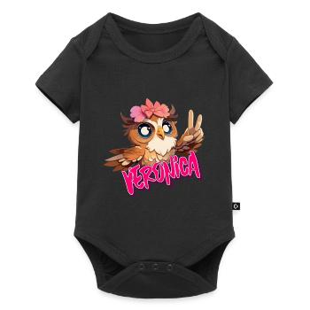 VERONICA - Beau nom de fille avec un hibou mignon - Body à manches courtes Premium Bébé - noir - Devant