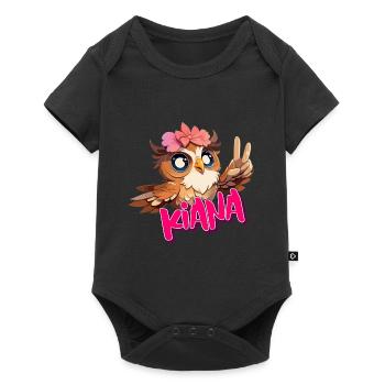 KIANA - Beau nom de fille avec un hibou mignon - Body à manches courtes Premium Bébé - noir - Devant