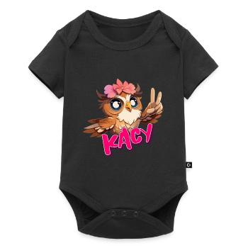 KACY - Beau nom de fille avec hibou mignon - Body à manches courtes Premium Bébé - noir - Devant