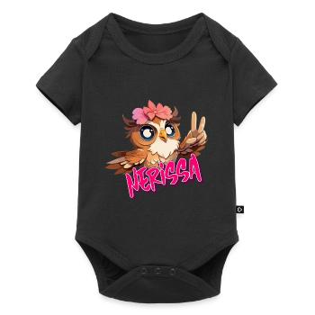 NERISSA - Beau nom de fille avec un hibou mignon - Body à manches courtes Premium Bébé - noir - Devant
