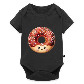 Glücklich Donut - Baby Premium Kurzarmbody - Schwarz - Vorne
