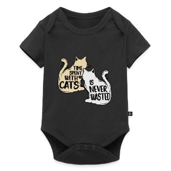 Temps passé avec les chats - Katzen Spruch - Body à manches courtes Premium Bébé - noir - Devant