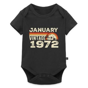 Janvier 1972 Vintage Anniversaire 1972, Né en 1972 - Body à manches courtes Premium Bébé - noir - Devant
