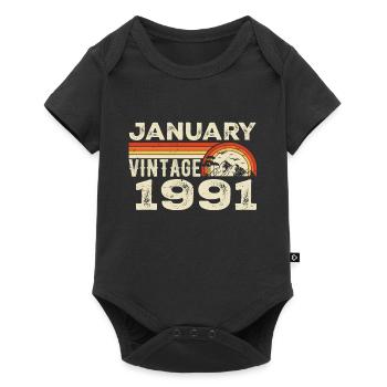 January 1991 Vintage Birthday 1991, Born in 1991 - Baby Premium short-sleeve bodysuit - black - Front