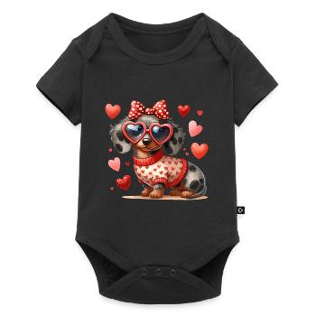 Teckel Dachshund Love Dog Amoureux des chiens à quatre pattes - Body à manches courtes Premium Bébé - noir - Devant