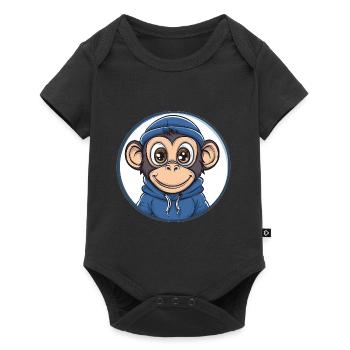 Cool Monkey with Hood - Baby Premium short-sleeve bodysuit - black - Front