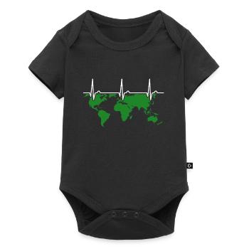 Erde - Kontinente - Umweltschutz - Herzkurve - EKG - Baby Premium Kurzarmbody - Schwarz - Vorne