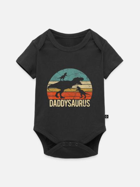 Daddy Dinosaur Daddysaurus 2 Święta dwojga dzieci - Premium kortærmet baby-body  - sort