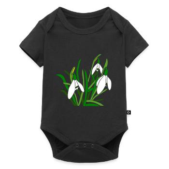 Snowdrops, flowers, petals, floral, spring - Baby Premium short-sleeve bodysuit - black - Front