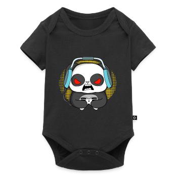 Idée d'anniversaire de Noël de jeu de panda de jeu - Body à manches courtes Premium Bébé - noir - Devant