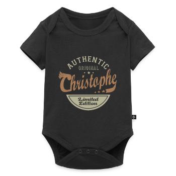CHRISTOPHE prénom cadeau T shirt personnalisé - Body à manches courtes Premium Bébé - noir - Devant