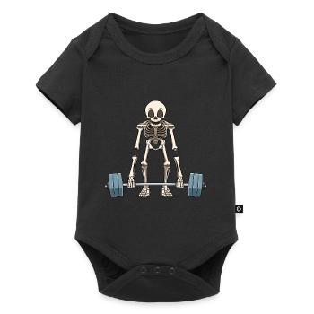 Funny skeleton weightlifting - Baby Premium short-sleeve bodysuit - black - Front