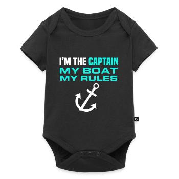 Drôle Mon bateau Mes règles Je suis le capitaine - Body à manches courtes Premium Bébé - noir - Devant