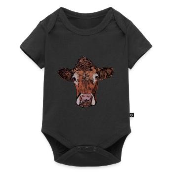 Vache vache vache motif animal visage animal motif impression - Body à manches courtes Premium Bébé - noir - Devant