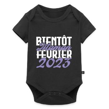 Annonce grossesse. bientôt Maman Février 2023.mama - Body à manches courtes Premium Bébé - noir - Devant