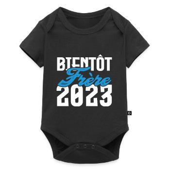 Cadeau Annonce grossesse bientôt Frère 2023. - Body à manches courtes Premium Bébé - noir - Devant