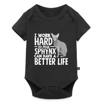 Je travaille dur pour que mon Sphynx puisse avoir une vie meilleure - Body à manches courtes Premium Bébé - noir - Devant