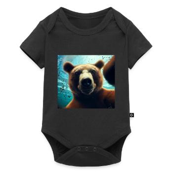 Bear selfie in the underwater kingdom - Baby Premium short-sleeve bodysuit - black - Front