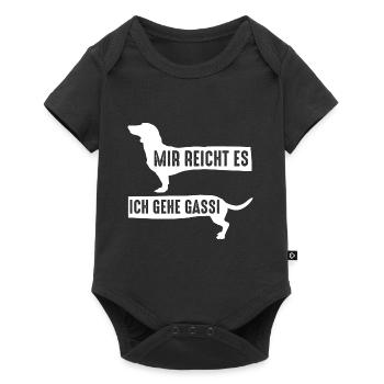 Hund Gassi Dackel - Baby Premium Kurzarmbody - Schwarz - Vorne