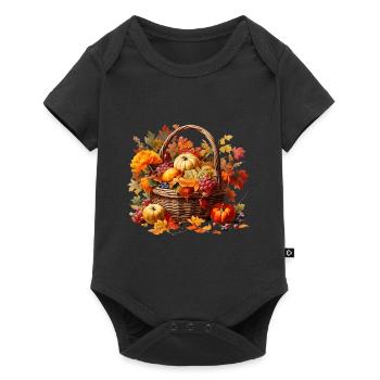 Herbst Natur Blätter Jahreszeit Erntedankfest - Baby Premium Kurzarmbody - Schwarz - Vorne