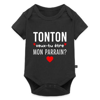 Tonton Veux-tu être Mon Parrain Futur Parrain - Body à manches courtes Premium Bébé - noir - Devant