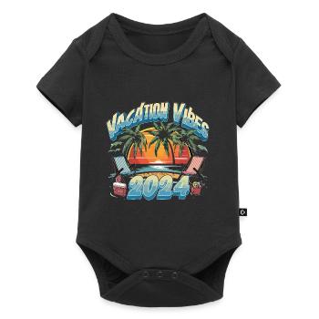 Vacation Vibes 2024 Sunset Palms and Beach - Baby Premium Kurzarmbody - Schwarz - Vorne