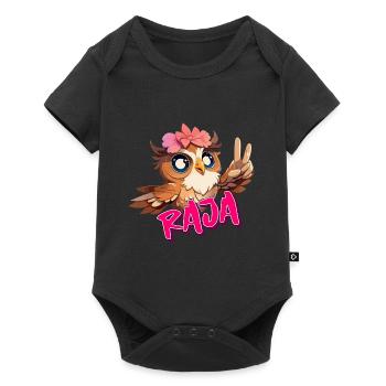 RAJA - Beau nom de fille avec hibou mignon - Body à manches courtes Premium Bébé - noir - Devant