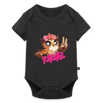 RACHEL - Beautiful Girl Name with Cute OWL - Baby Premium short-sleeve bodysuit - black - Front
