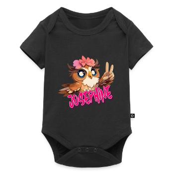 JOSEPHINE - Beautiful Girl Name with Cute OWL - Baby Premium short-sleeve bodysuit - black - Front