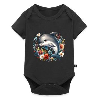 Delfin - Baby Premium Kurzarmbody - Schwarz - Vorne