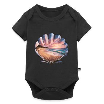 Muschel Strand Szene Serene Ozean Landschaft - Baby Premium Kurzarmbody - Schwarz - Vorne