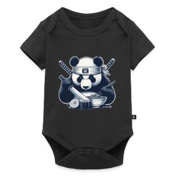 Sushi Panda Samurai Anime Japan Geschenk - Baby Premium Kurzarmbody - Schwarz - Vorne