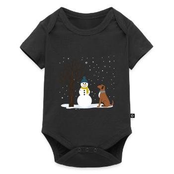 Weihnachtsbaum Christbaum Weihnachten - Baby Premium Kurzarmbody - Schwarz - Vorne
