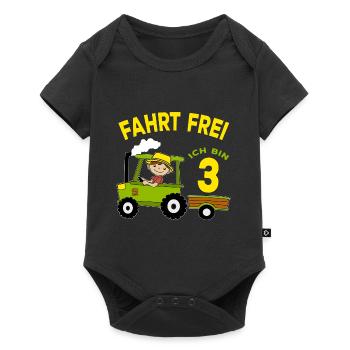 Motif anniversaire tracteur cadeau garçon 3 ans - Body à manches courtes Premium Bébé - noir - Devant