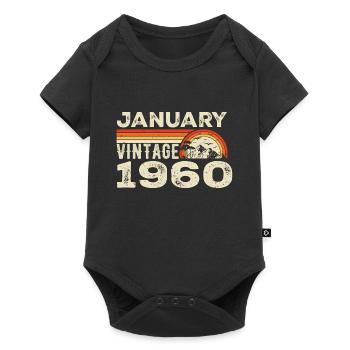 Janvier 1960 Vintage Anniversaire 1960, Né en 1960 - Body à manches courtes Premium Bébé - noir - Devant