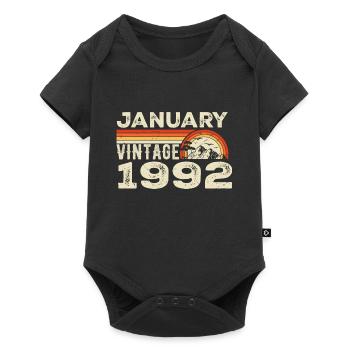 Janvier 1992 Vintage Anniversaire 1992, Né en 1992 - Body à manches courtes Premium Bébé - noir - Devant