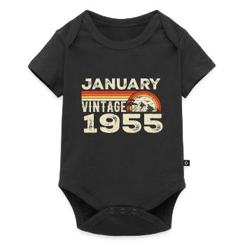 Janvier 1955 Vintage Anniversaire 1955, Né en 1955 - Body à manches courtes Premium Bébé - noir - Devant