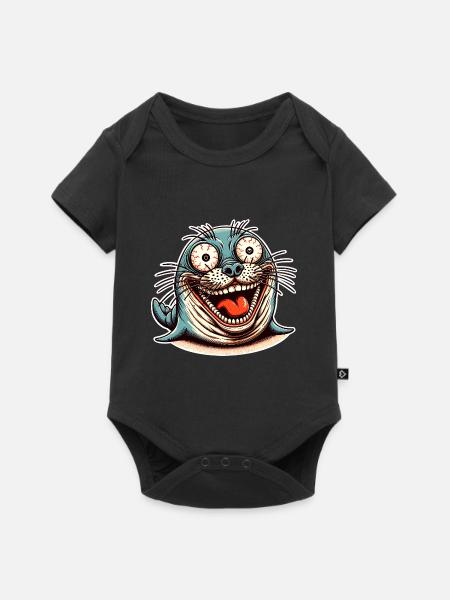 Robbe Seehund - Baby Premium Kurzarmbody - Schwarz