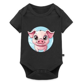 Happy Piggy - Baby Premium short-sleeve bodysuit - black - Front