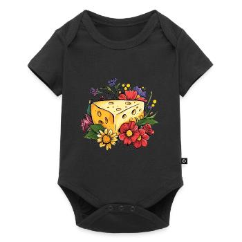 Cheese with flowers - Baby Premium short-sleeve bodysuit - black - Front