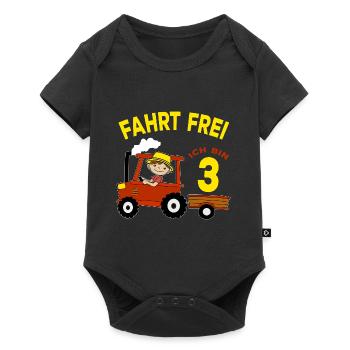 Tractor Birthday Motif 3 Years Boys Gift - Baby Premium short-sleeve bodysuit - black - Front