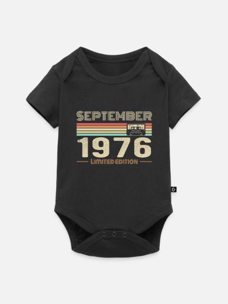 September 1976 Vintage Anniversary September 1976 - Baby Premium short-sleeve bodysuit - black