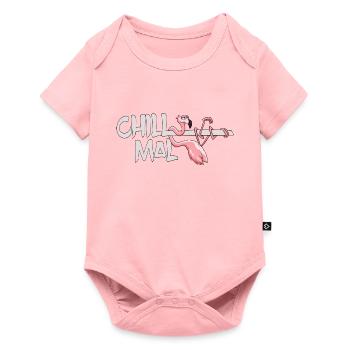 Flamingo Chill mal Faulenzer Chiller Pink Abhängen - Baby Premium Kurzarmbody - Rosa - Vorne