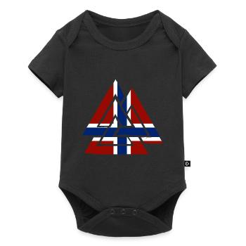 Norwegian flag with Valknut, symbol of Odin - Baby Premium short-sleeve bodysuit - black - Front