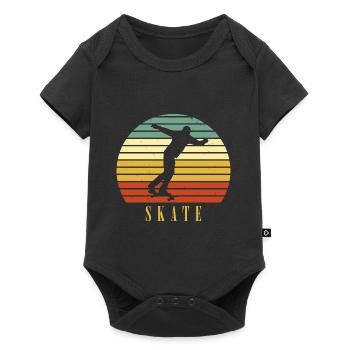 Retro Skater Cooles Skateboard Jungs Geschenk - Baby Premium Kurzarmbody - Schwarz - Vorne