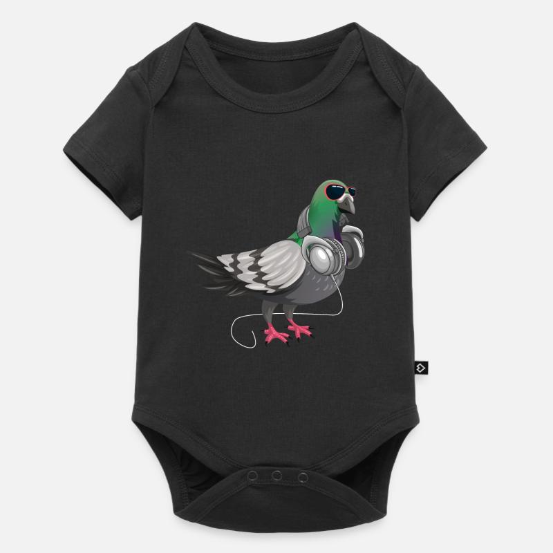 Drôle de techno sourd oreillers musique oiseaux - Body à manches courtes Premium Bébé - noir