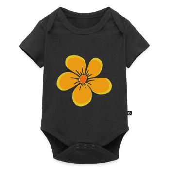 Fleur jaune, fleur, floral, motif floral, floral - Body à manches courtes Premium Bébé - noir - Devant