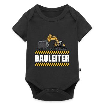 Bauleiter - Großes Bagger Motiv - Baustelle - Baby Premium Kurzarmbody - Schwarz - Vorne
